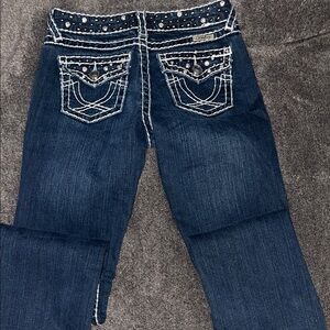 L.A. Idol Dark Blue Boot Cut Jeans with Studded Pockets